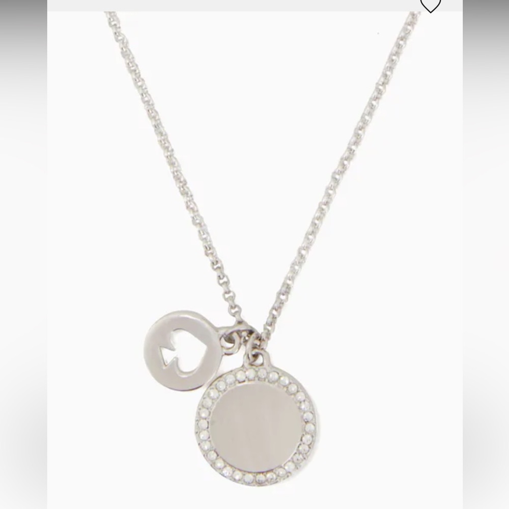 New! Kate Spade Silver Pave Charm Pendant Necklace